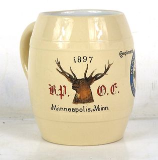 1897 Minneapolis Brewing Co. Elks Grand Lodge 4½ Inch Stein Minneapolis Minnesota