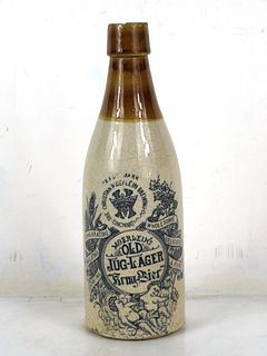 1890 Moerlein's Old Jug Lager Beer (Half-Pint Size) No Ref. Crockery Bottle Cincinnati Ohio