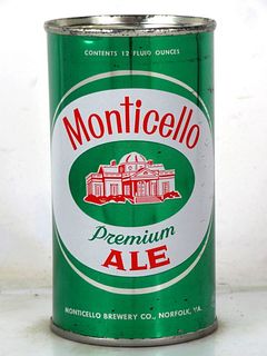 1965 Monticello Premium Ale 12oz Tab Top Can T95-04j Norfolk Virginia