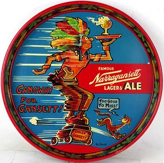 1940 Narragansett Beer/Ale Dr. Seuss Chief Gansett 12 inch Serving Tray Providence Rhode Island