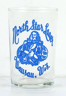 1935 North Star Lager Beer 3½ Inch Straight Sided ACL Drinking Glass Wausau Wisconsin