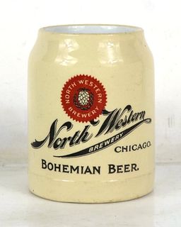1900 North Western Brewery Bohemian Beer 4½ Inch Stein Chicago Illinois