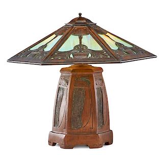 ERNEST BATCHELDER; D. DONALDSON Unique peacock lamp