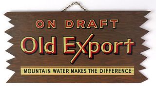 1944 Old Export (No Beer) On Draft Wooden Sign Cumberland Maryland