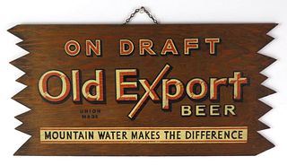 1944 Old Export Beer On Draft Wooden Sign Cumberland Maryland