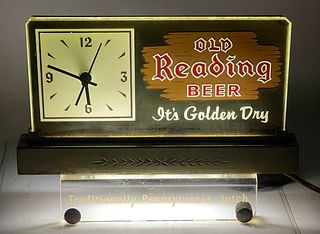 1948 Old Reading Beer Cash Register Sign Clock Reading Pennsylvania