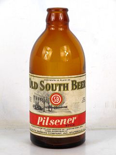 1936 Old South Pilsener Beer 12oz Stubby Bottle Statesville North Carolina