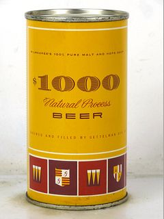 1957 One Thousand Dollar Beer 12oz Flat Top Can 109-13v Milwaukee Wisconsin