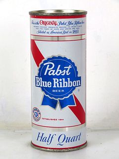 1960 Pabst Blue Ribbon Beer 16oz One Pint Flat Top Can 233-23b Peoria Heights Illinois