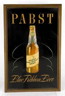 1938 Pabst Blue Ribbon Beer #1419 Tin Easel-Back Backbar Sign Milwaukee Wisconsin
