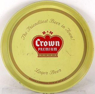 1950 R&H Crown Premium Lager Beer 12 inch Serving Tray Stapleton New York