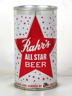 1962 Rahr's All Star Beer 12oz Flat Top Can 117-21.2 Green Bay Wisconsin