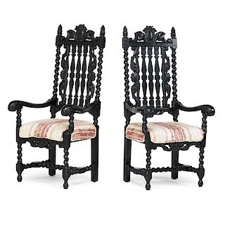ROSE VALLEY Pair of painted armchairs