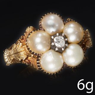 VICTORIAN PEARL AND DIAMOND RING