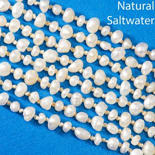 DOUBLE ROW OF NATURAL SALTWATER PEARL NECKLACE WITH GOLD CLASP