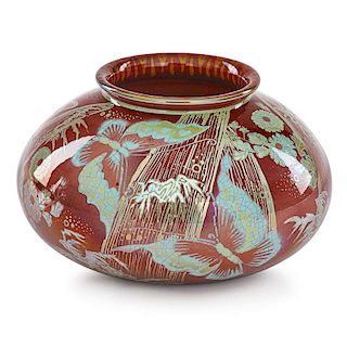ZSOLNAY Small vase with butterflies, eosin glaze