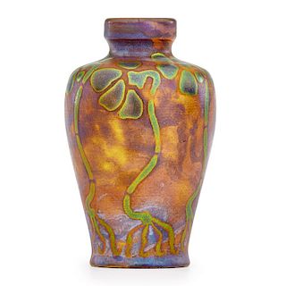 ZSOLNAY Cabinet vase w/ stylized flowers