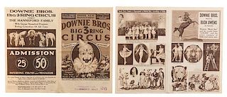 * (CIRCUS) DOWNIE BROTHERS, Two couriers, Big 3 ring circus, and The Hanneford family, Largest 16 x 19 3/4 inches.