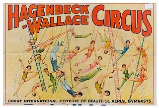 * (CIRCUS) HAGENBECK-WALLACE, Poster, Beautiful Aerial Gymnasts, [1937], Erie Litho and Ptg Co, -14227-B, 26 1/2 x 40 1