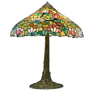 CHICAGO MOSAIC LAMP CO. Table lamp, lotus shade