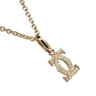 CARTIER 2C CHARM 18K YELLOW GOLD NECKLACE