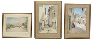 (3) SIGNED L. JUMON (19TH C.) WATERCOLORS OF NICE, FRANCE