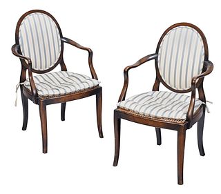Pair of Regency Style Walnut Armchairs 