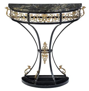 Oscar Bach Style Patinated and Gilt Metal Console Table