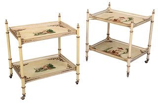 Pair of Italian Contemporary Painted Metal Two Tier Tables