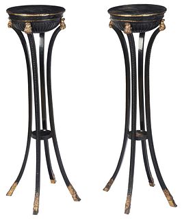 Pair of Regency Style Painted and Gilt Plant Stands
