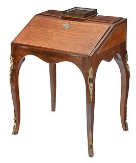 Louis XV Style Bronze Mounted and Inlaid Fruitwood Ladies Writing Desk