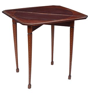 Neoclassical Style Inlaid Mahogany Handkerchief Table