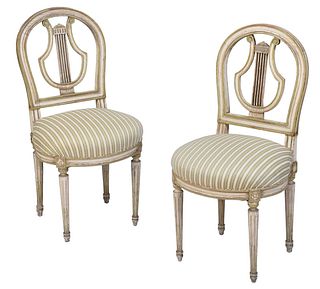 Pair of Directoire Style Painted Side Chairs