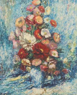 KAZIMIER RUBOLOWSKI (1919-1994) PAINTING STILL LIFE WITH VASE OF FLOWERS