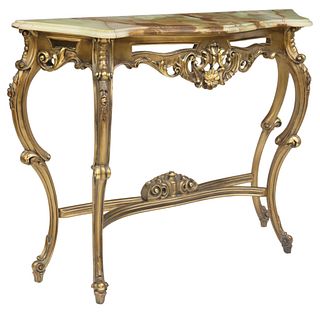 ITALIAN LOUIS XV STYLE ONYX-TOP GILTWOOD CONSOLE TABLE