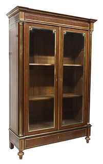 FRENCH LOUIS XVI STYLE BRASS-MOUNTED MAHOGANY BOOKCASE