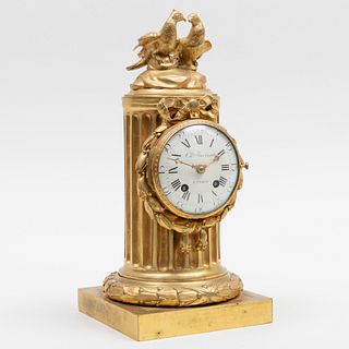 Louis XVI Ormolu Mantle Clock, After a Model by Robert Osmond, Signed Charles Bertrand