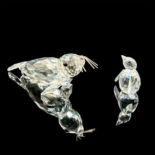 2pc Swarovski Silver Crystal Figurines, Seal and Penguin