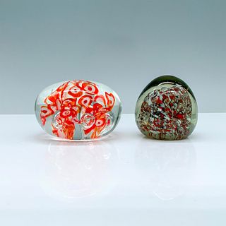 2pc Red Themed Floral Art Paperweights
