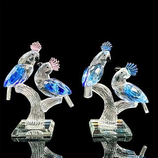 2pc Glass Figurines, Perched Cockatoos