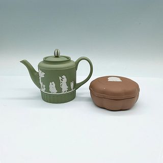 2pc Wedgwood Jasperware Box and Teapot