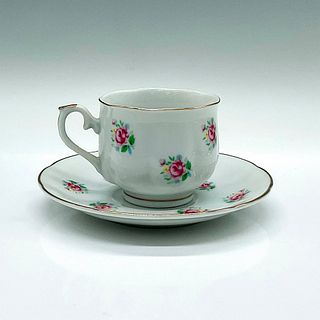 2pc Vintage FTD Japanese Porcelain Floral Cup and Saucer