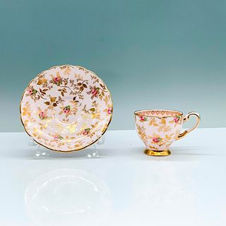Tuscan Pink Floral Bone China Teacup and Saucer Set