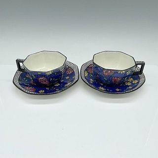 4pc Royal Doulton Teacup & Saucer Set, Persian Anemone