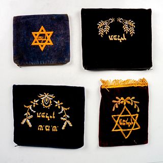 4pc Vintage Embroidered Tefillin Pouches