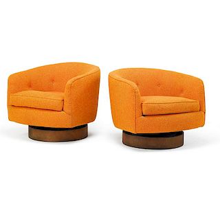 MILO BAUGHMAN; THAYER COGGIN Swivel lounge chairs
