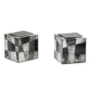 PAUL EVANS Pair of Argente cube tables