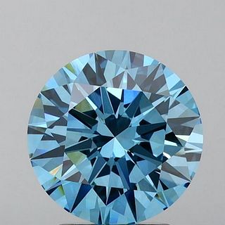 3.61 ct, Vivid Blue/VVS2, Round cut IGI Graded Lab Grown Diamond