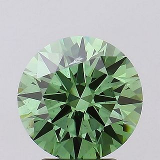 3.11 ct, Vivid Green/SI1, Round cut IGI Graded Lab Grown Diamond