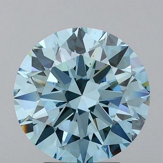 3.98 ct, Vivid Blue/VS2, Round cut IGI Graded Lab Grown Diamond